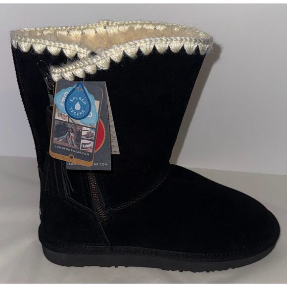 Lamo Women's Luna Black Suede Sheepskin Lined Boots Size 8 - Picture 1 of 7